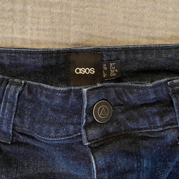ASOS high-rise button fly jeans, dark wash - Picture 2 of 9